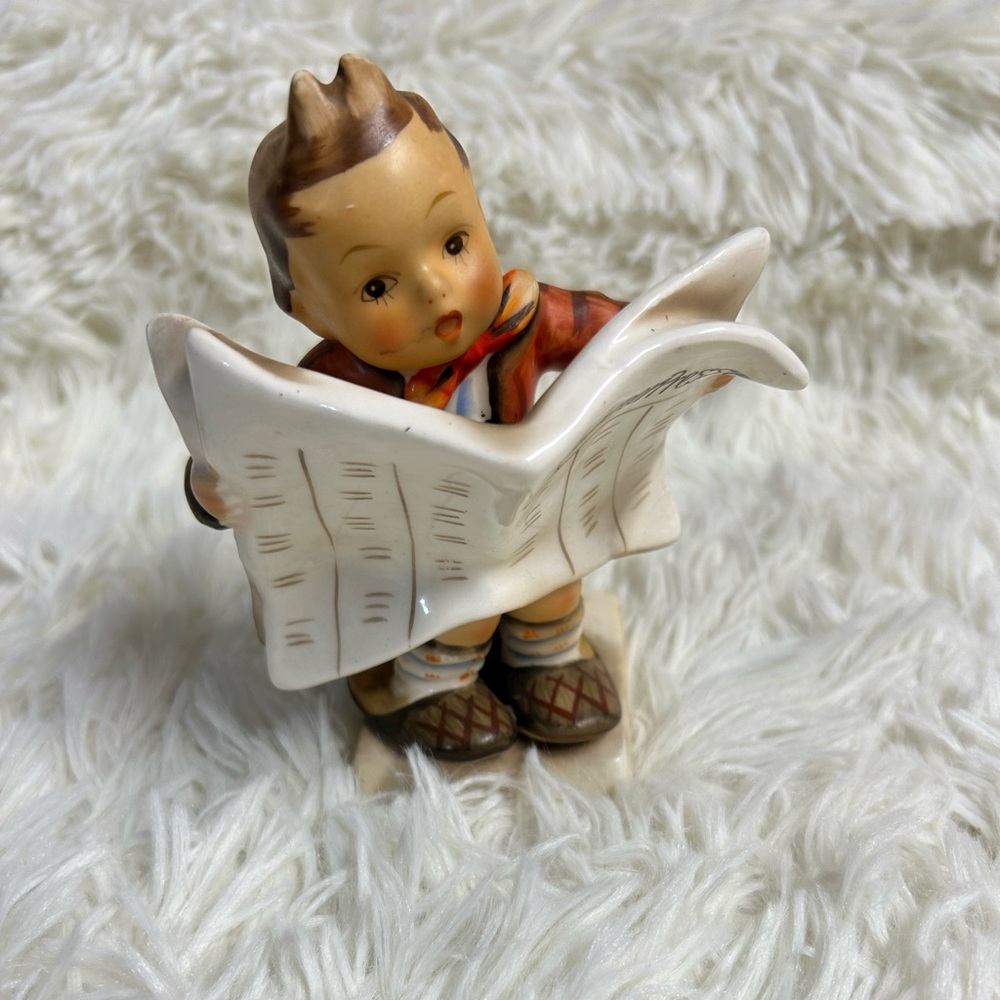 Napco Boy Figurine Reading News